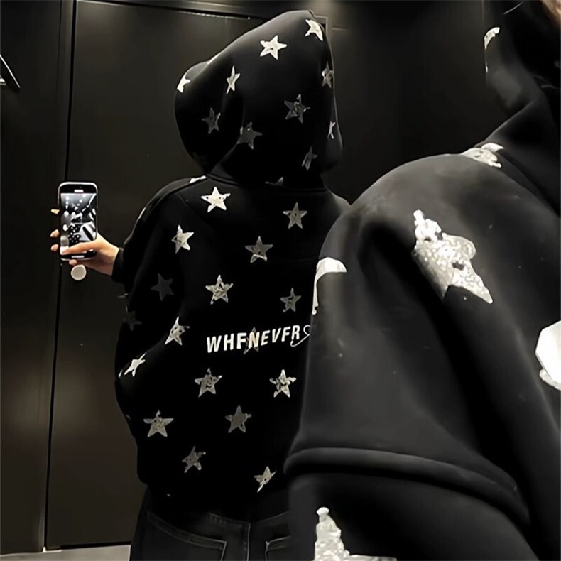 DD82加绒-P60薄款-P55星星连帽卫衣,男装卫衣,电商B323A