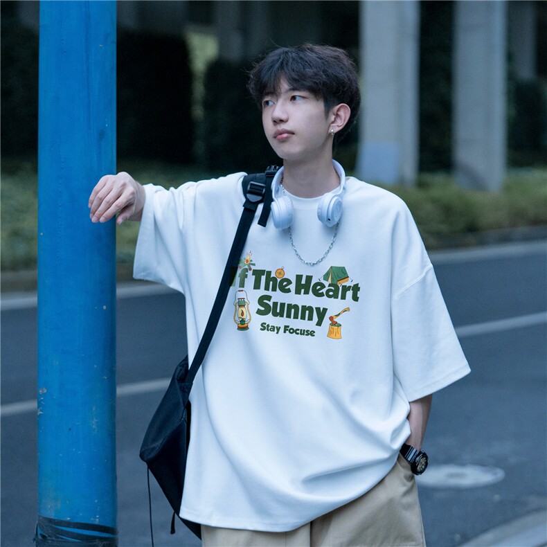 1506-1/TH12191/P30紧密赛络纺宽松休闲字母t恤男生新款t恤五分袖,男装T恤,星座1506-1