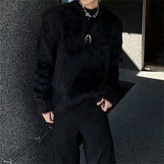 美式小众金属高级感垫肩毛衣男女秋冬季慵懒风情侣水貂毛绒针织衫，男装针织衫/毛衣，星座505-2（原电商A260-1)