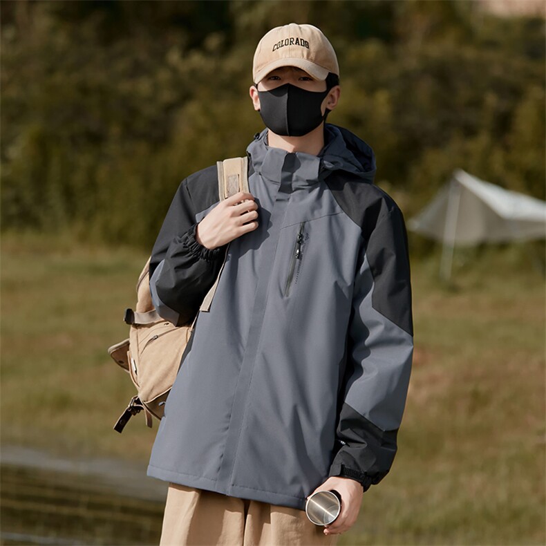 LWL-TD5518春秋男士防风防水男女同款冲锋衣户外登山连帽休闲夹克图片