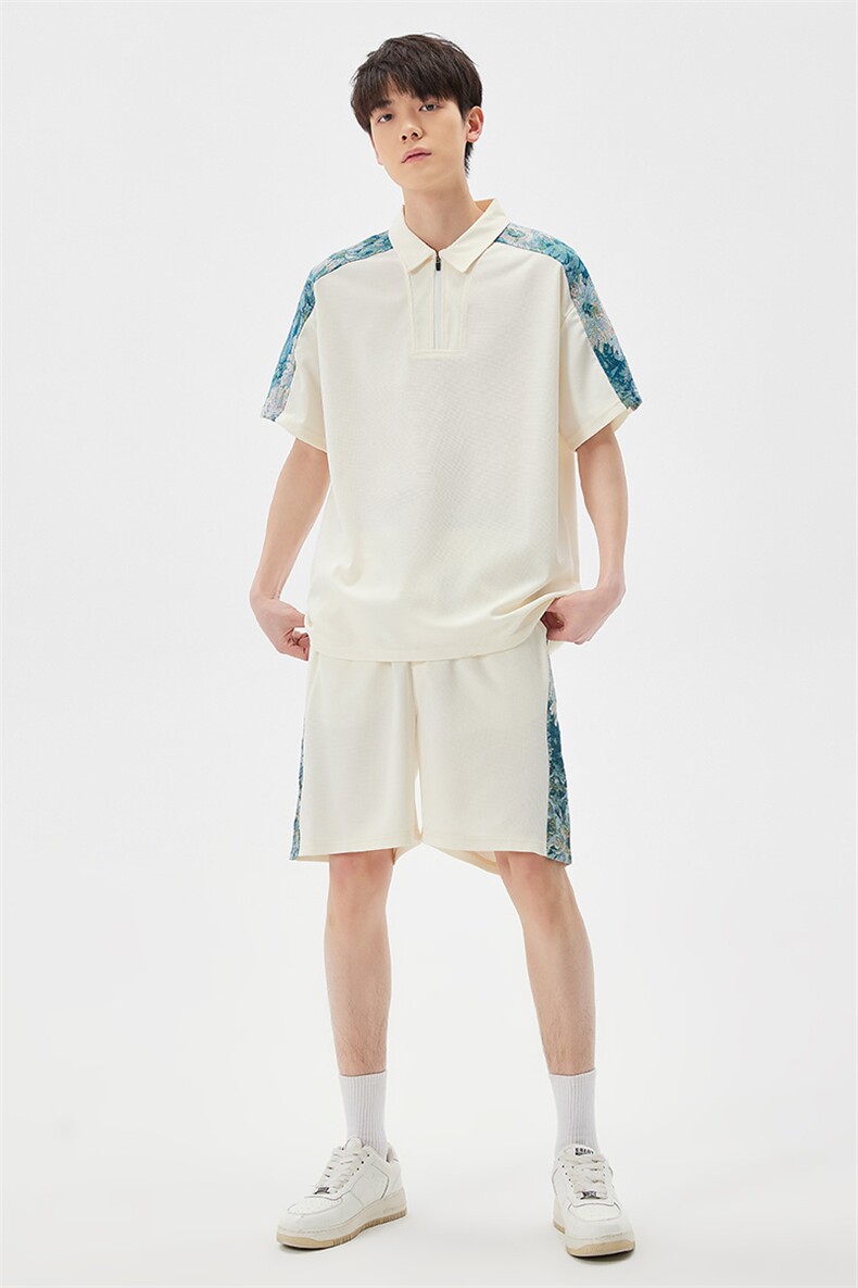 痞帅两件套休闲运动套装情侣款短袖POLO衫潮港风A436-K8950-P70,男装Polo衫,电商A436