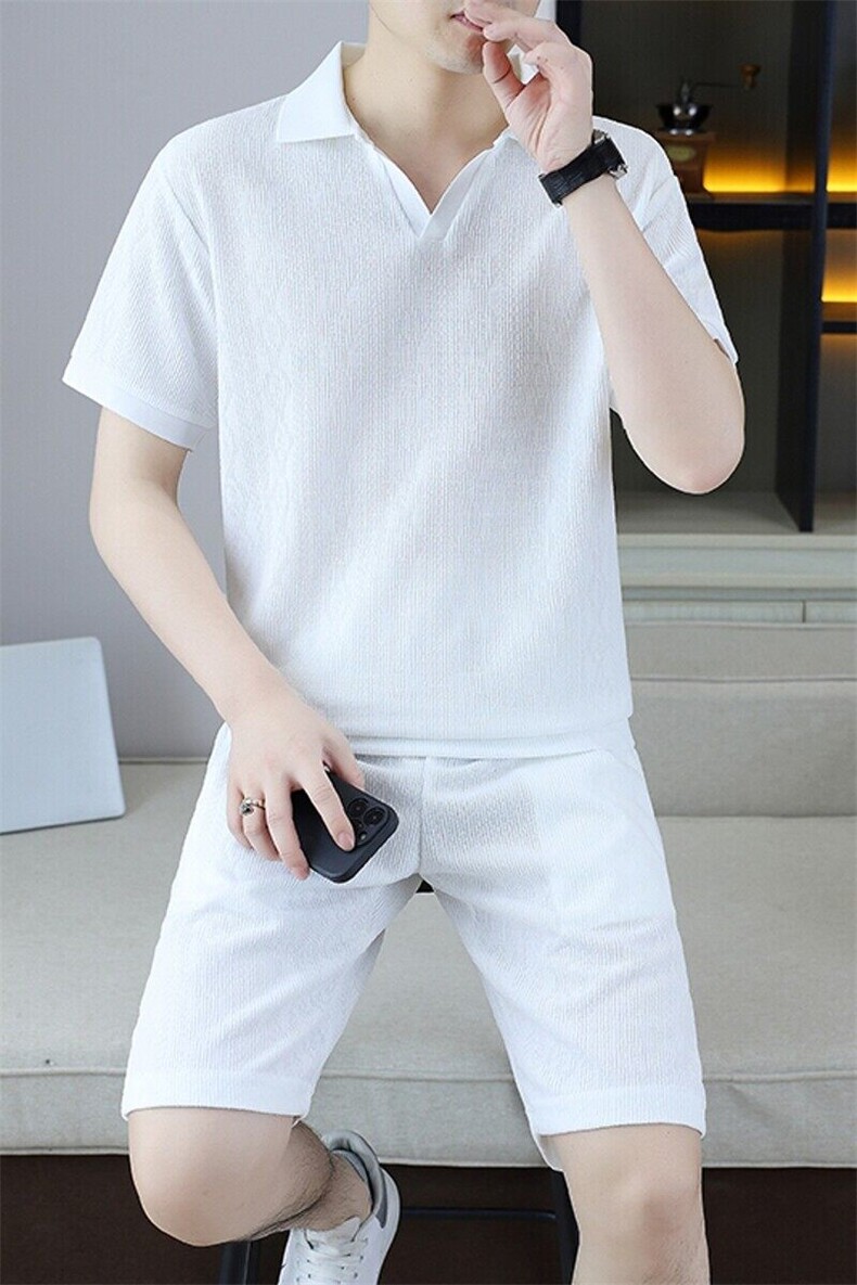 25327-P55夏季休闲T恤短裤男两件套欧货潮牌修身圆领短袖T恤套装,男装休闲套装,电商D310B-1