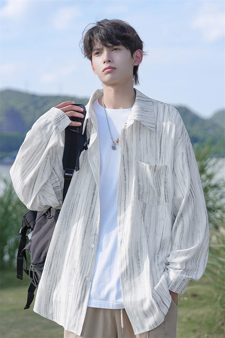 特批P40无差价夏季轻薄扎染翻领男宽松冰丝垂感透气防晒衬衣C5530,男装衬衫,电商A001-1