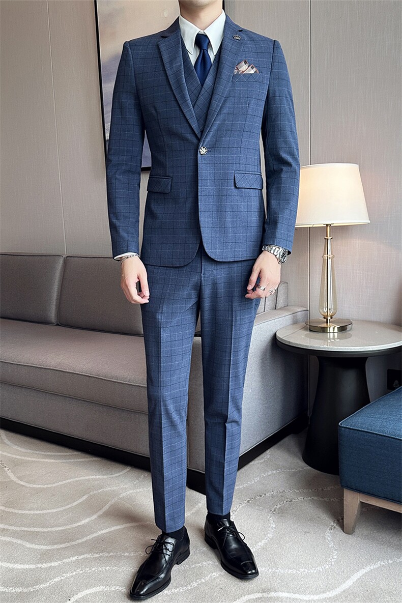 主推男士英伦风西装单排扣三件套尖领商务西服KTZ1834-P330,男装西服套装,星座1105-3