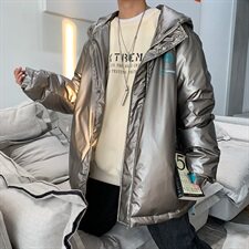 冬季情侣宽松连帽白鸭绒潮牌亮面加厚羽绒服外套0928/P340，男装羽绒服，星座1506-1