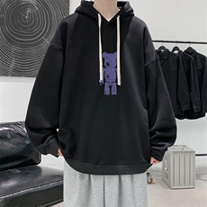 WY2242-P35加绒款-P40纯棉连帽卫衣男大码运动帽衫宽松薄外套男，男装卫衣，电商A040
