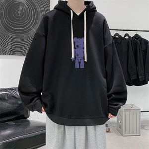 WY2242-P35 加绒款-P40 纯棉连帽卫衣男大码运动帽衫宽松薄外套男图片