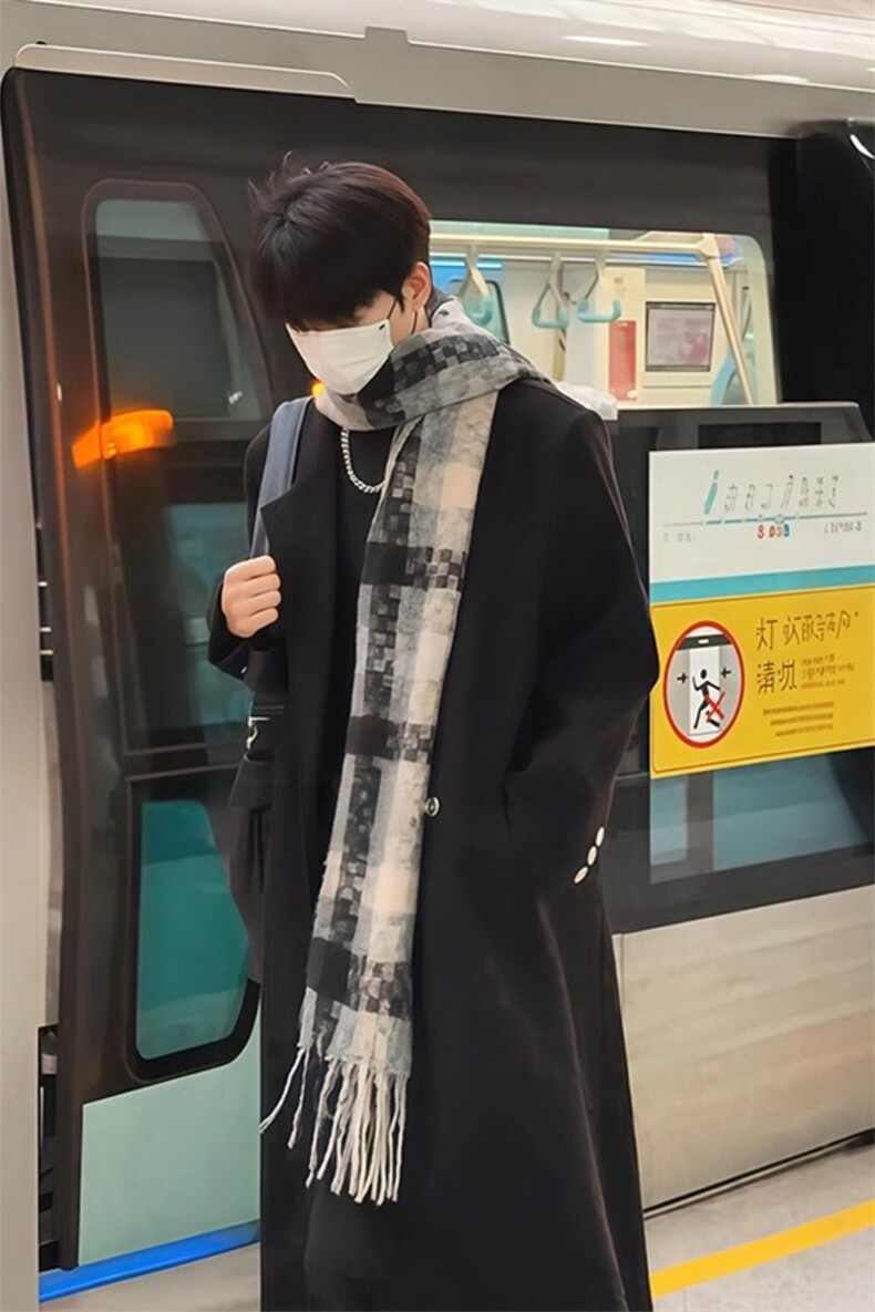 网图黑色中长款毛呢大衣男款冬季加厚呢子风衣外套310A-F88-P80,男装风衣,四季星座310A