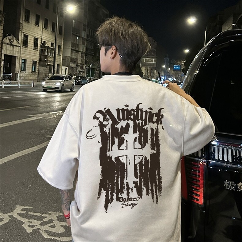 电商DSA028-DTLP2412特P19量大优供视频重磅麂皮绒短袖t恤男,男装T恤,电商A028