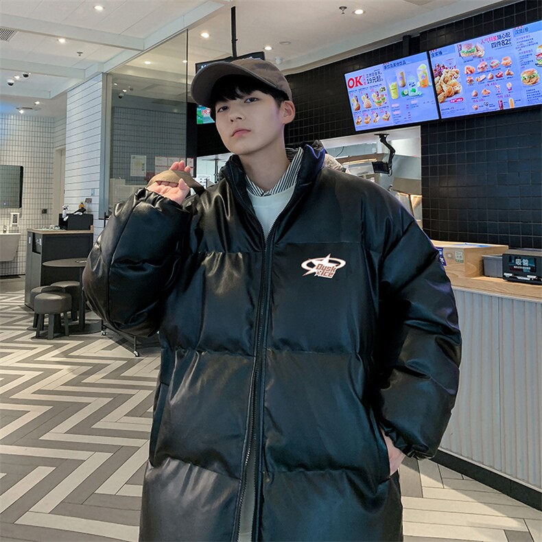 新款立领pu皮印花棉衣男秋冬季加厚面包服外套保暖棉服MY621-P115,男装棉衣,星座505-3