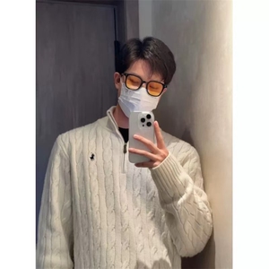 6色金戈铁马RL半高领拉链毛衣男老钱风慵懒感加厚针织衫NB45 P65图片
