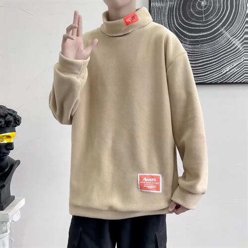 贴标半高领内搭打底衫男秋冬季情侣装摇粒绒半高领卫衣WJ15P35,男装卫衣,星座1116-2