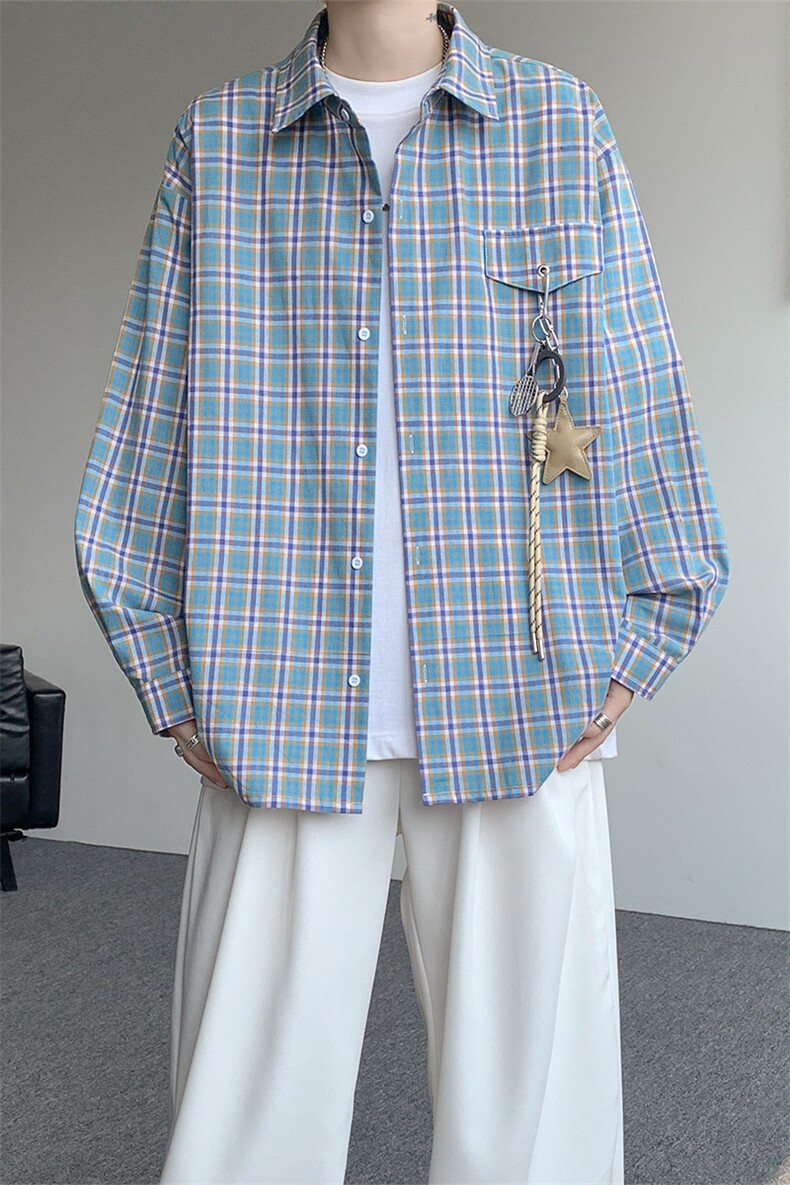 （带配件）CS1158-特批45控88秋季新款男女格子短袖大码男衬衫,男装T恤,电商A059