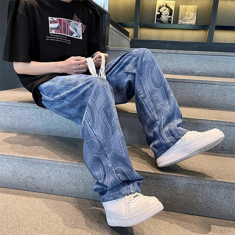 2025痞帅裤子男直筒垂感潮牌嘻哈高街ins百搭潮流宽松休闲裤,女装休闲裤,星座1210-1