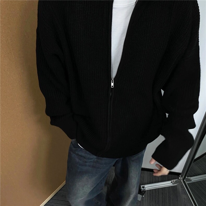濮院毛衣立领极简风纯色拉链毛衣休闲复古男开衫厚毛衣LF499P50特,男装针织衫/毛衣,电商D256-2(原A064-2)