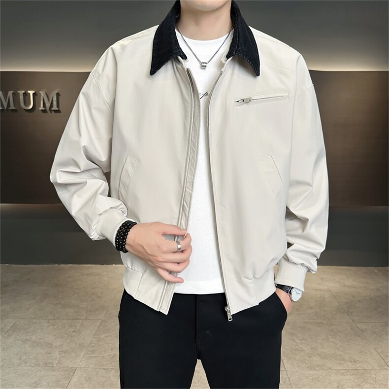 店主风 2025秋季新款假两件时尚 宽松夹克外套男JK181-P120控160图片