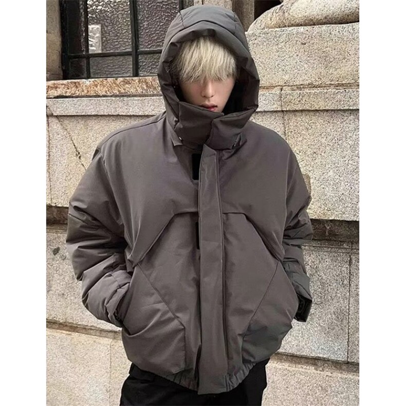 冬季加厚连帽棉服男纯色宽松休闲小众解构保暖面包服外套MF014,男装棉衣,星座1116A（原606A-3）