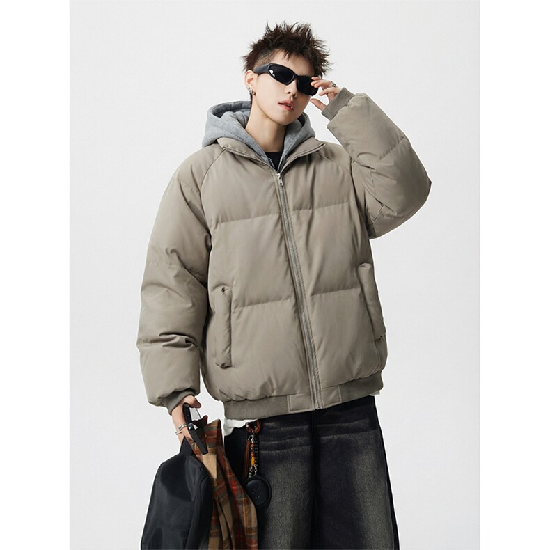 现货高品质重磅工艺美式高街假两件PU皮棉衣男女加厚棉服外套，男装棉衣，电商A486