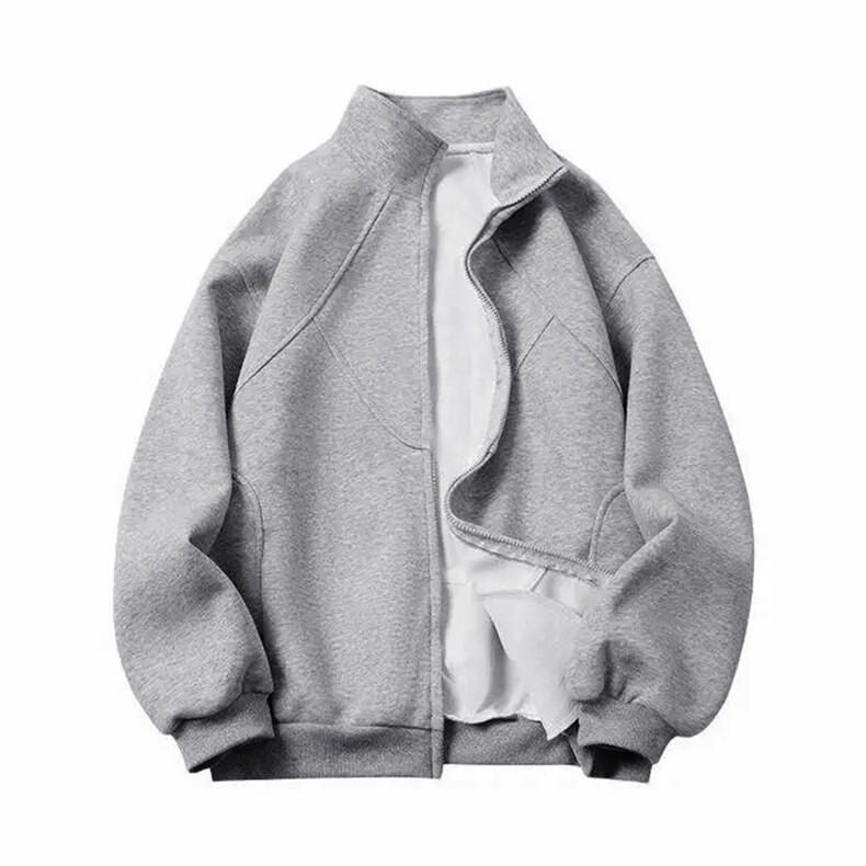 抖音得物高品质秋冬美式高街重磅结构辑明线立领卫衣夹克外套W108，男装夹克，电商A486