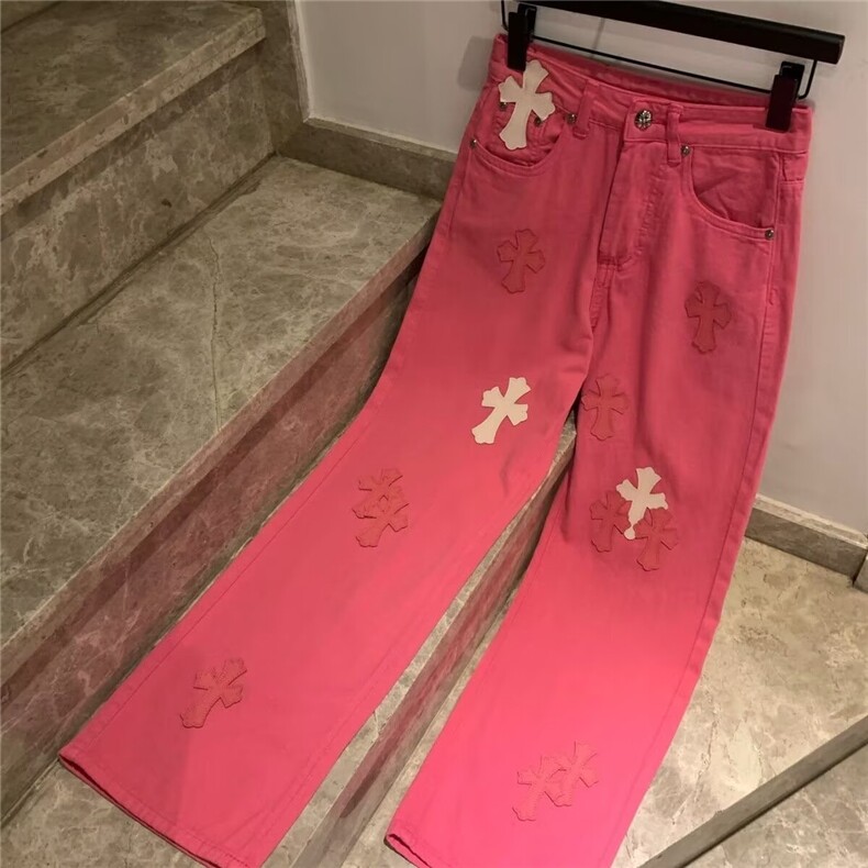 重工拼皮十字架牛仔裤女设计感小众多巴胺直筒长裤子AM933P62,男装皮裤,星座1013-5