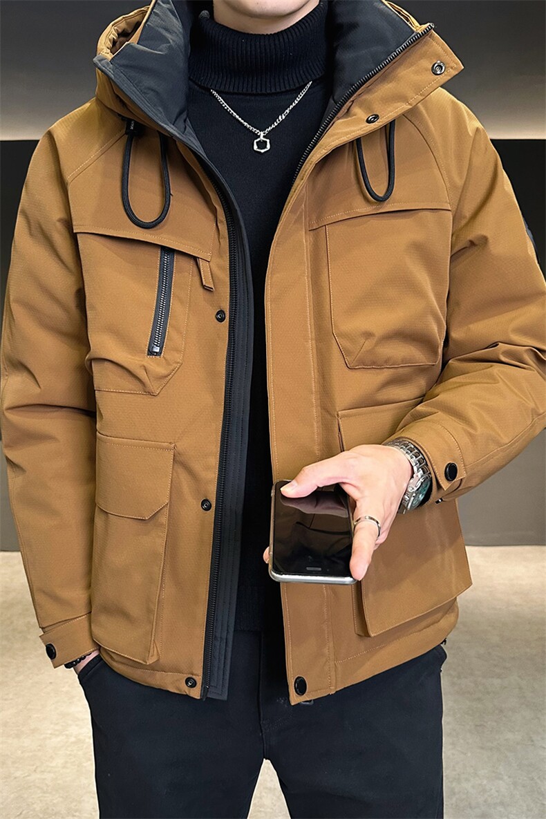 新标90白鸭绒2025年连帽时尚潮流保暖羽绒服男YR6063-P240,男装羽绒服,电商D240-242