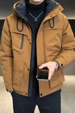 新标90白鸭绒2025年连帽时尚潮流保暖羽绒服男YR6063-P240，男装羽绒服，电商D240-242