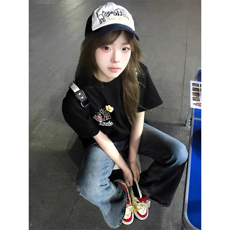 万针全刺绣工艺抖音得物高品质260克重磅纯棉双纱美式高街短袖T恤,男装T恤,电商A486-1