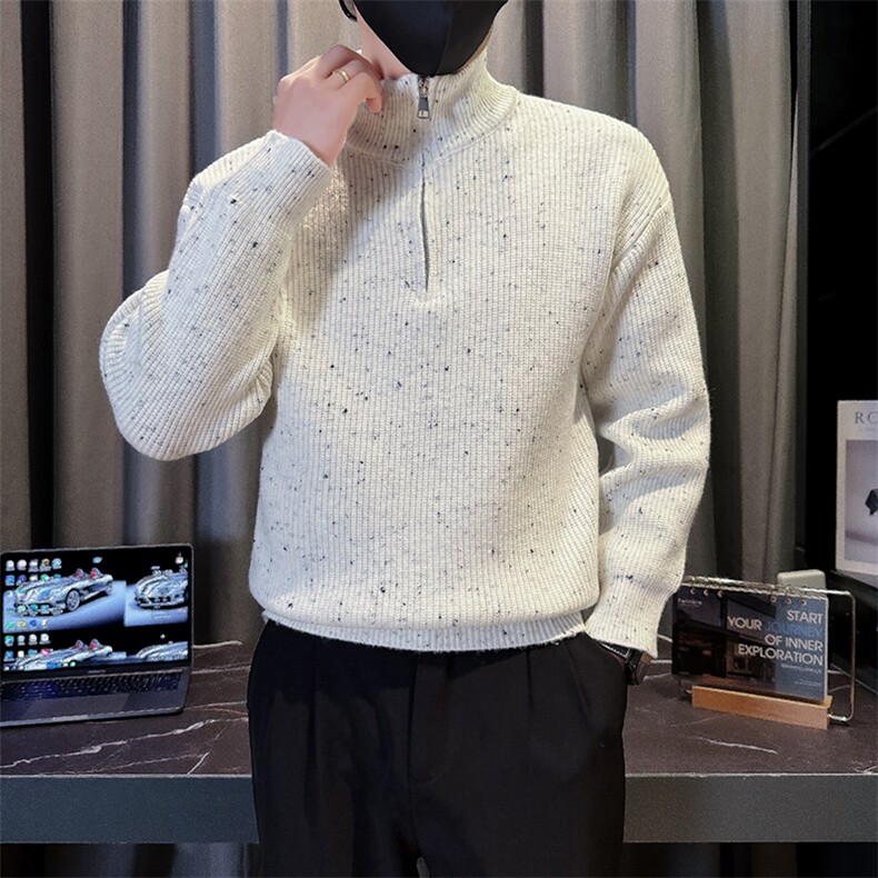 B216 MY5159 P65 2025秋冬新款男士半拉链套头毛衣雪花针织衫图片