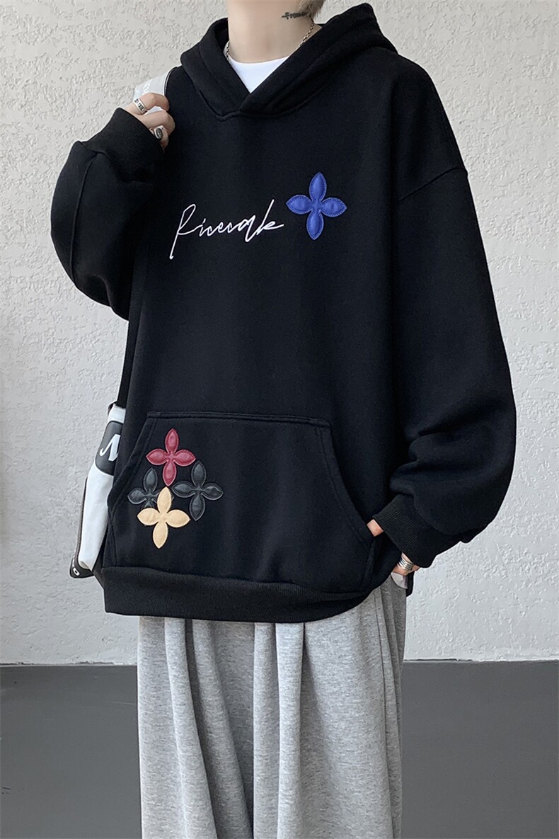秋季美式小众情侣加厚外套宽松重工贴片刺绣连帽卫衣男潮WY22P78,女装短外套,电商D206-1