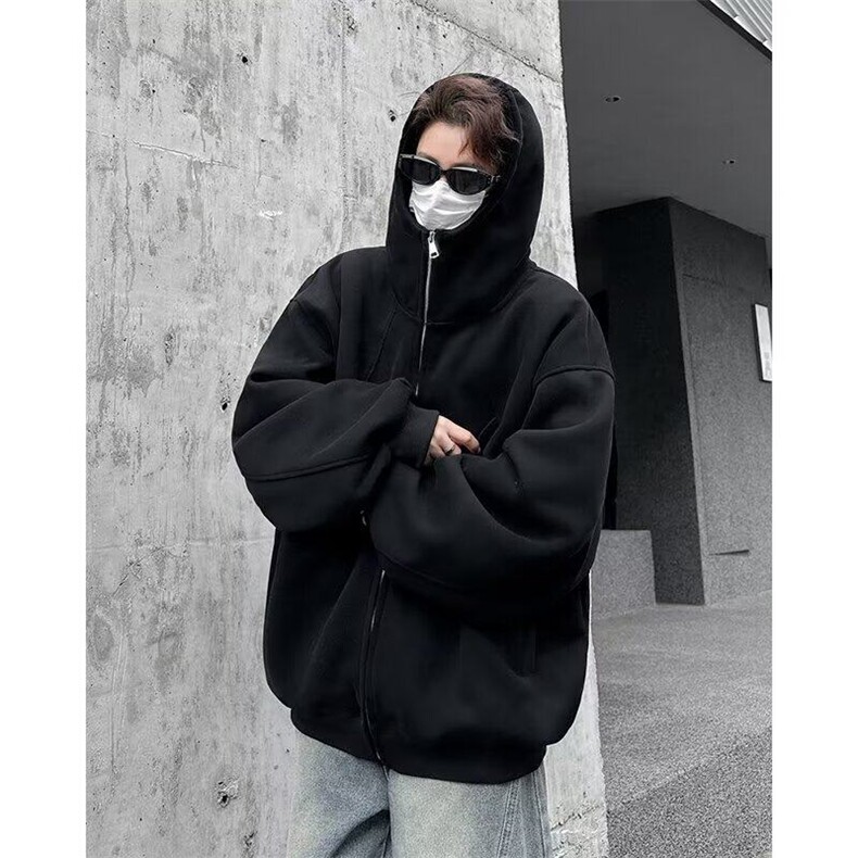 美式解构连帽卫衣男生拼接设计感加绒开衫外套EG131P58,男装卫衣,星座1116-2
