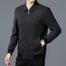 中老年人男士秋季毛呢夹克中年爸爸装短款上衣爷爷春秋装外套，男装夹克，电商B212（原钱塘6029）