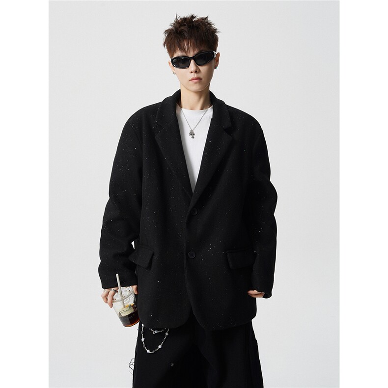 满天星毛呢西装大码M-5XL加棉大衣聚酯纤维XF78155P118控188，男装西服套装，星座227-7