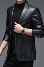 WL-S2111男式2023秋季新款翻领西装头层牛皮皮衣男西服P600，男装皮衣，电商B360