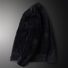 3331冬季暗格花纹休闲加厚保暖水貂绒开衫外套，男装针织衫/毛衣，钱塘2010-1