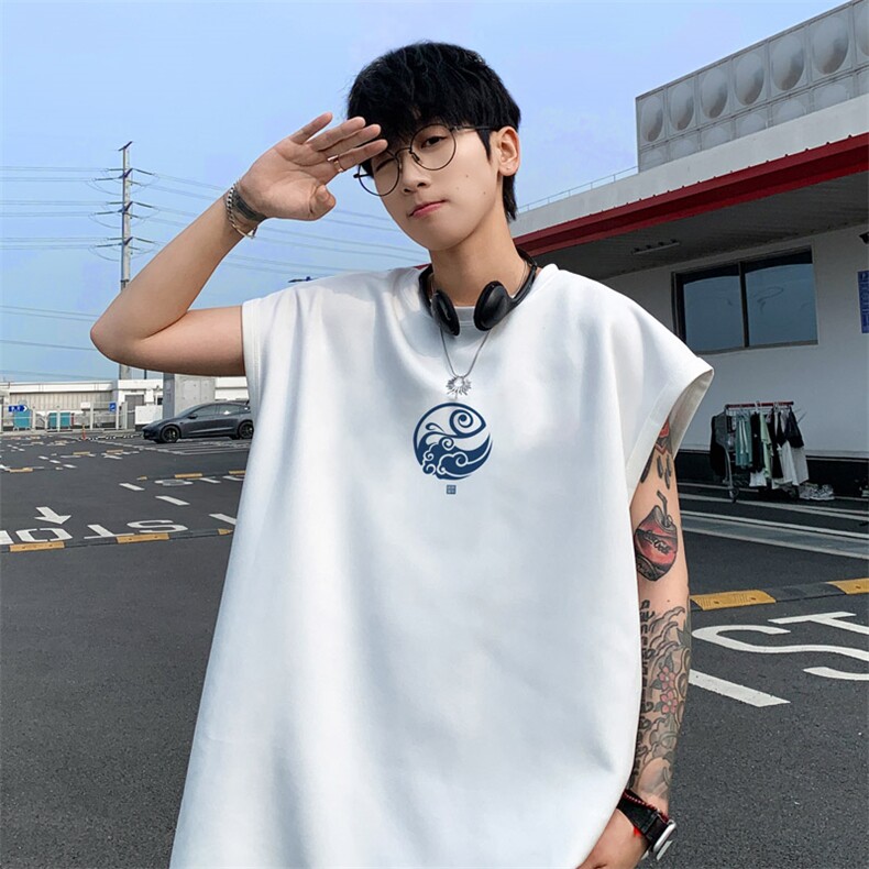 ！2025夏季男士风麂皮绒背心情侣无袖T恤TLBX07特P18控38图片