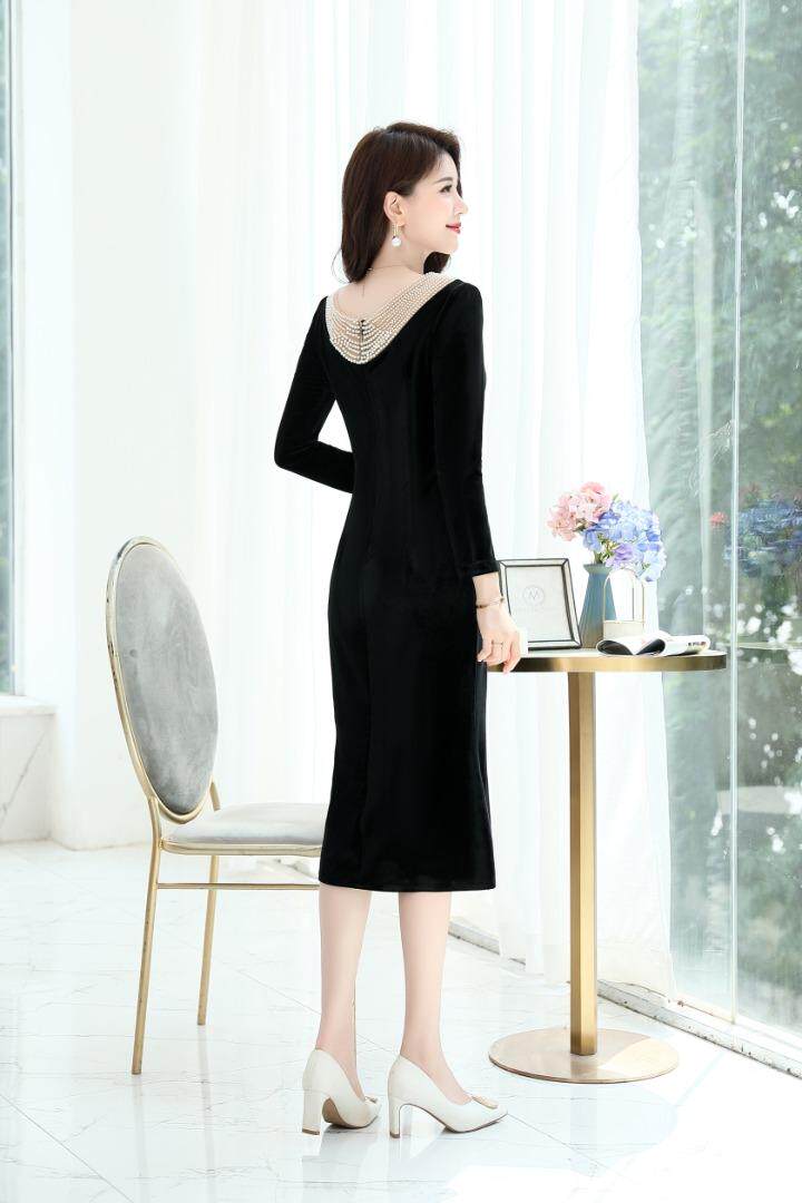 现货，玲珠领丝绒礼服连衣裙，女装婚纱/旗袍/礼服，金典明美