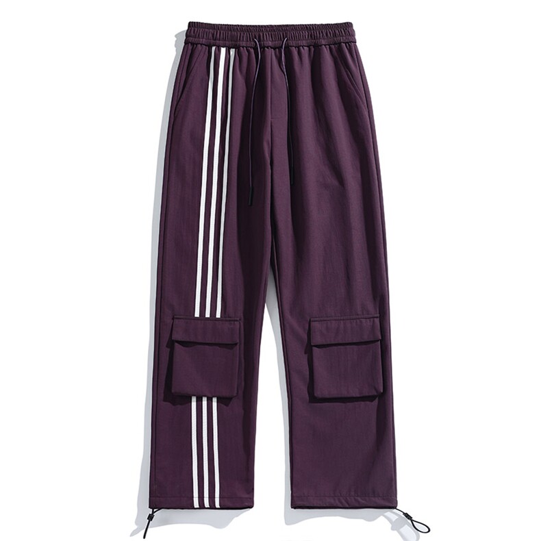 白底秋冬工装裤三条杠拖地宽松休闲伞兵裤男K23320-P50控68,男装工装外套,星座717