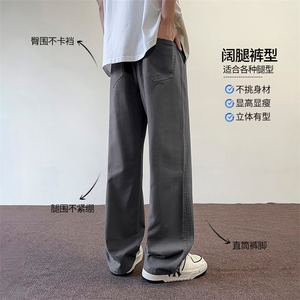 美式宽松纯色休闲裤男款2025潮流百搭简约时尚运动裤K2512-P52图片