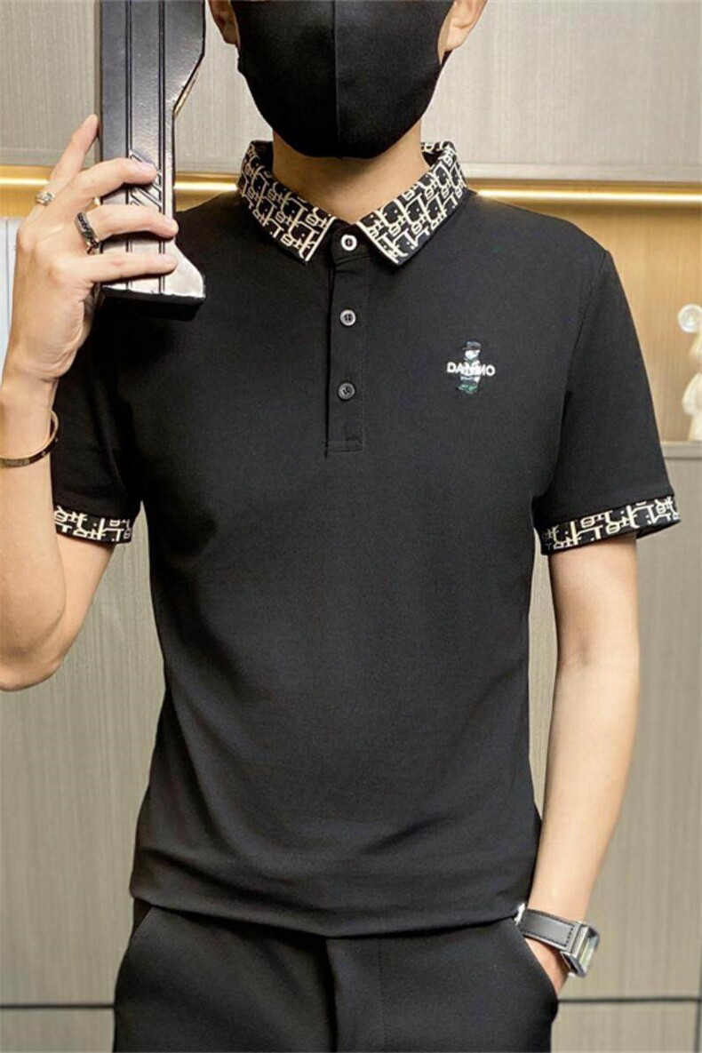 PL039-P40夏季刺绣T恤男短袖POLO衫潮牌ins半袖潮流休闲百搭,男装Polo衫,电商D310B