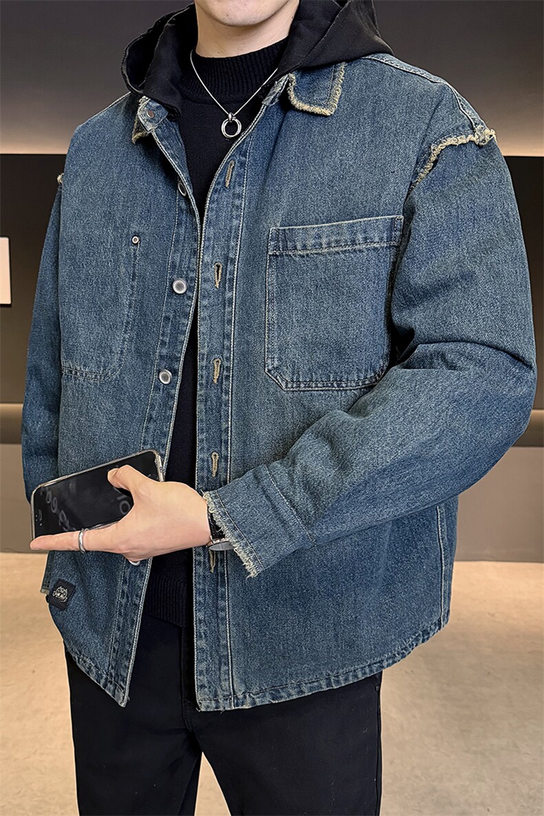 标50白鸭绒羽绒服男连帽休闲牛仔外套上衣男士B317/Y333/P238,男装工装外套,电商B317