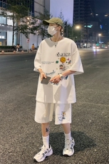 套装！夏季华夫格套装男T恤短裤男两件套大码港风TZ20-P50，男装休闲套装，电商B367