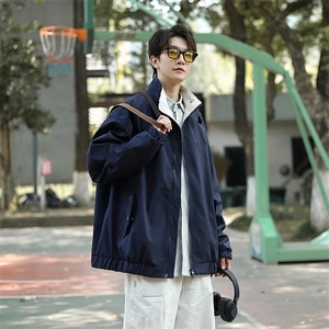 春秋简约日系复古冲锋衣夹克男款秋季宽松百搭棒球服外套 JK622图片