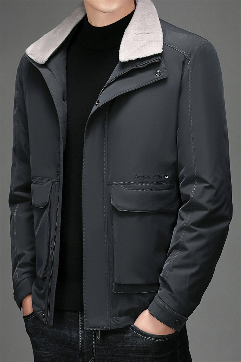 羊毛毛领羽绒服男冬季中年男士冬装休闲外套上衣BJY08227-P245，男装羽绒服，电商B212（原钱塘6029）