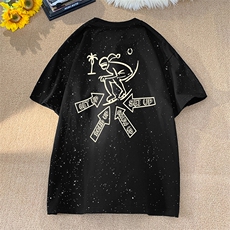 可48小时发货支持抖音得物来样二开美式满天星亮片短袖T恤MTX661，男装T恤，电商A486-1