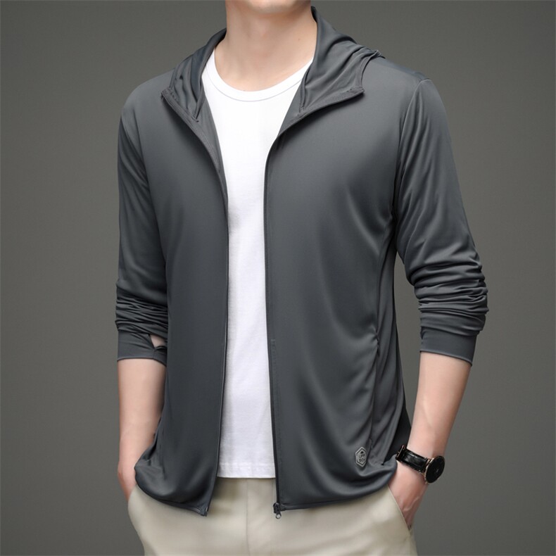 防晒衣2023夏季超薄透气中年男士防晒服外套户外衣服休闲连帽夹克,男装夹克,电商B212（原钱塘6029）