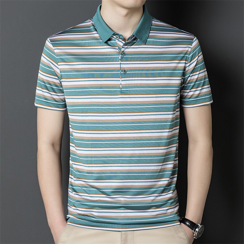 夏季新款男士翻领短袖t恤中年有领男装上衣服休闲POLO衫图片