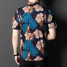 丝光棉印花短袖衬衫男薄款免烫上衣夏季青年男士时尚潮流衬衣男装，男装衬衫，电商B212（原钱塘6029）