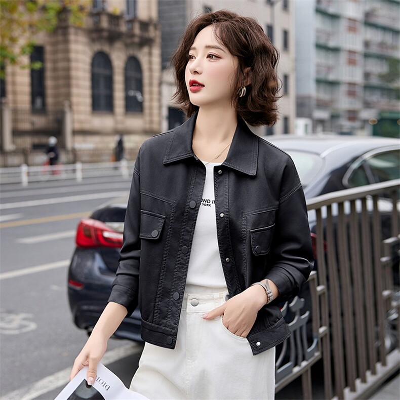 短款皮衣外套女春秋2025新款小个子酷飒气质休闲洋气PU皮夹克上衣,女装皮衣,臻衣坊