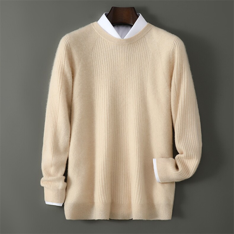 2025百搭时尚简约圆领纯色套头羊毛衫，男装羊毛衫，千国羊绒