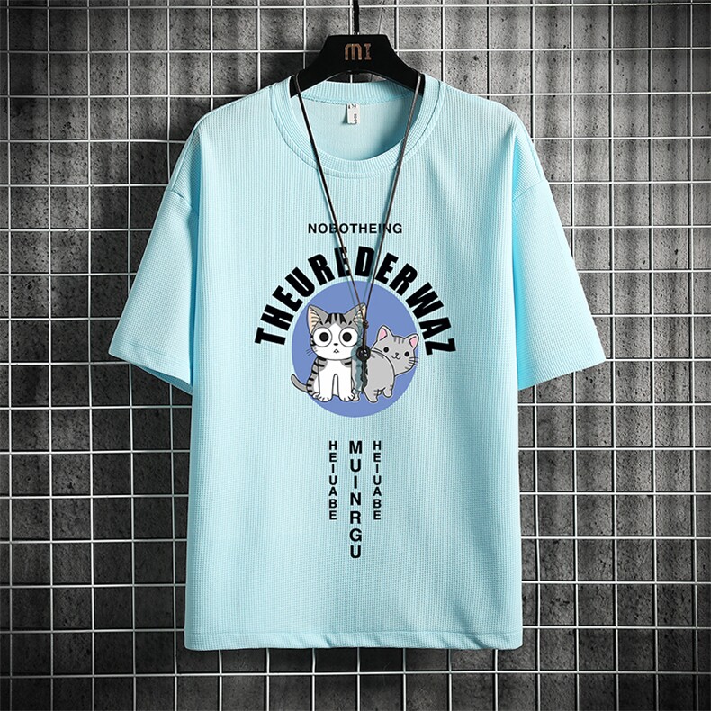 HT73160-P22华夫格t恤男短袖男大码五分袖网格,男装T恤,电商A040A